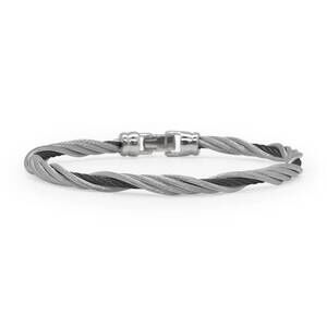 NEW DISC women's modern twist stackable bracelet in black & grey